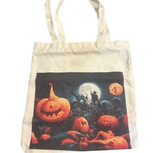 Halloween‎ Tote Bag Pumpkin Graveyard Full Moon Trick Or Treat